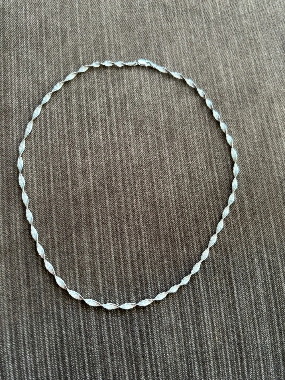 .925 Sterling Silver Twisted Herringbone Link Necklace - Men’s